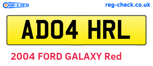AD04HRL are the vehicle registration plates.