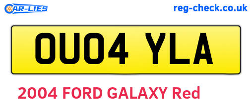 OU04YLA are the vehicle registration plates.