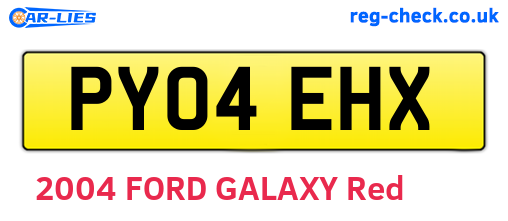 PY04EHX are the vehicle registration plates.