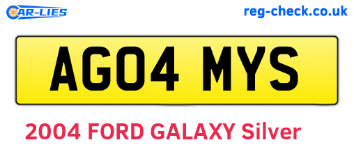 AG04MYS are the vehicle registration plates.
