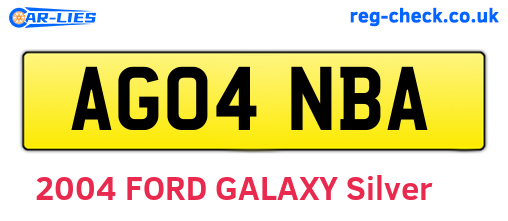 AG04NBA are the vehicle registration plates.