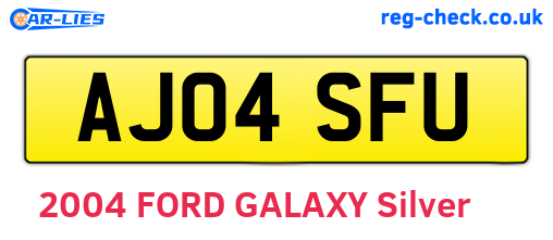 AJ04SFU are the vehicle registration plates.