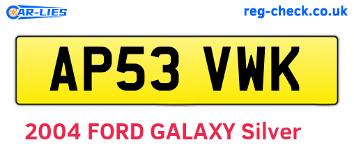 AP53VWK are the vehicle registration plates.