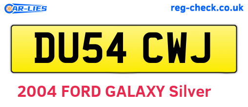 DU54CWJ are the vehicle registration plates.