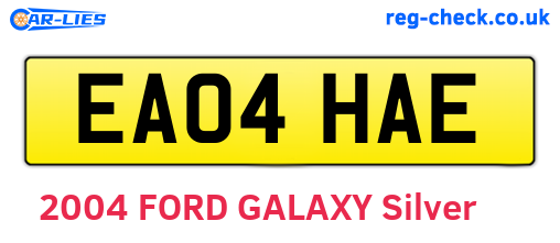 EA04HAE are the vehicle registration plates.