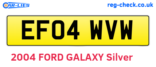 EF04WVW are the vehicle registration plates.