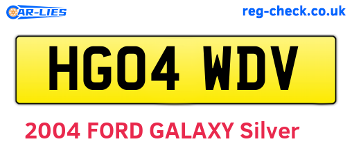 HG04WDV are the vehicle registration plates.