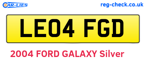 LE04FGD are the vehicle registration plates.