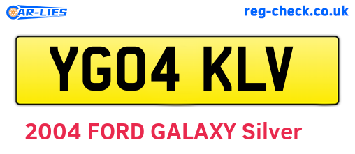 YG04KLV are the vehicle registration plates.