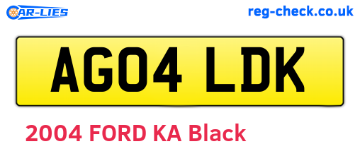 AG04LDK are the vehicle registration plates.