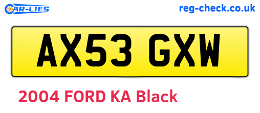 AX53GXW are the vehicle registration plates.