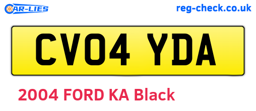 CV04YDA are the vehicle registration plates.