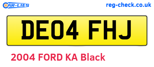 DE04FHJ are the vehicle registration plates.