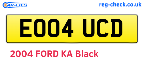 EO04UCD are the vehicle registration plates.