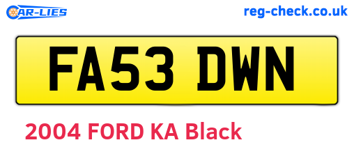 FA53DWN are the vehicle registration plates.