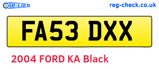 FA53DXX are the vehicle registration plates.