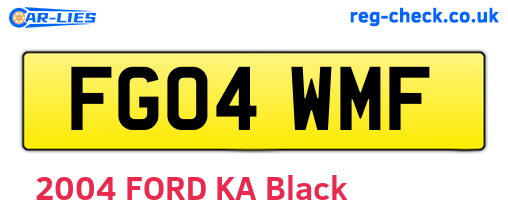 FG04WMF are the vehicle registration plates.