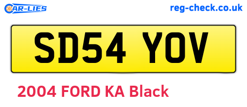 SD54YOV are the vehicle registration plates.