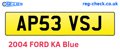 AP53VSJ are the vehicle registration plates.