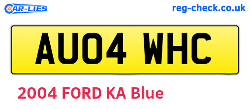 AU04WHC are the vehicle registration plates.
