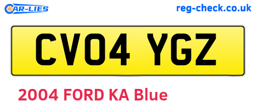 CV04YGZ are the vehicle registration plates.