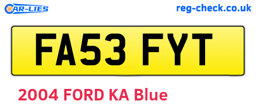 FA53FYT are the vehicle registration plates.
