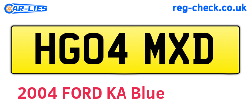 HG04MXD are the vehicle registration plates.