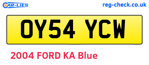 OY54YCW are the vehicle registration plates.