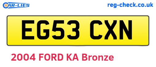 EG53CXN are the vehicle registration plates.