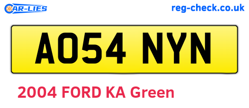 AO54NYN are the vehicle registration plates.