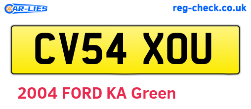 CV54XOU are the vehicle registration plates.