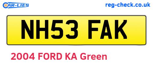 NH53FAK are the vehicle registration plates.