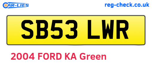 SB53LWR are the vehicle registration plates.