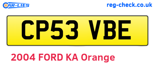 CP53VBE are the vehicle registration plates.