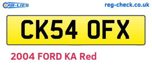 CK54OFX are the vehicle registration plates.