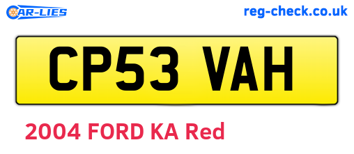 CP53VAH are the vehicle registration plates.