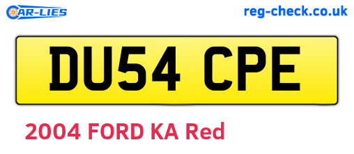 DU54CPE are the vehicle registration plates.