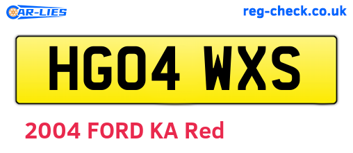 HG04WXS are the vehicle registration plates.