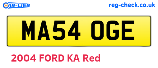 MA54OGE are the vehicle registration plates.