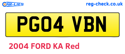 PG04VBN are the vehicle registration plates.