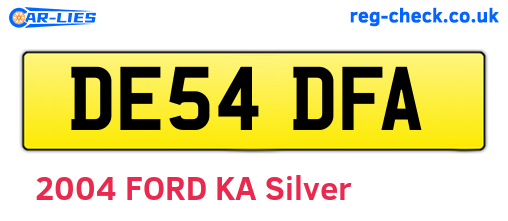 DE54DFA are the vehicle registration plates.