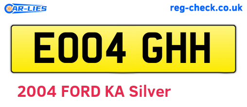 EO04GHH are the vehicle registration plates.