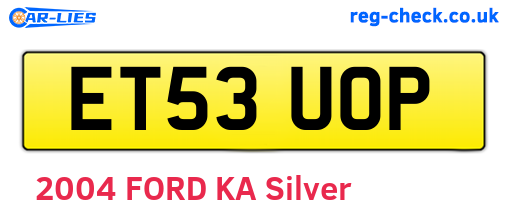 ET53UOP are the vehicle registration plates.