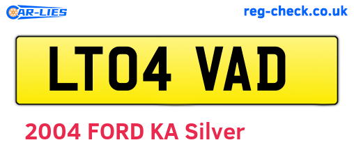 LT04VAD are the vehicle registration plates.