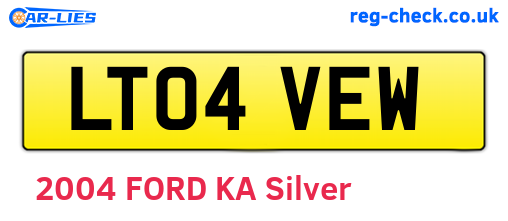 LT04VEW are the vehicle registration plates.