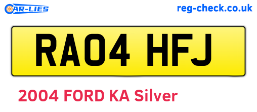 RA04HFJ are the vehicle registration plates.