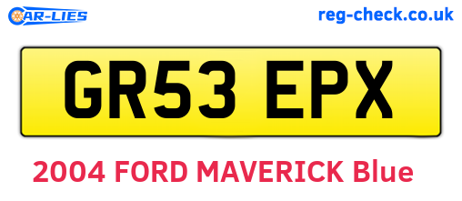 GR53EPX are the vehicle registration plates.