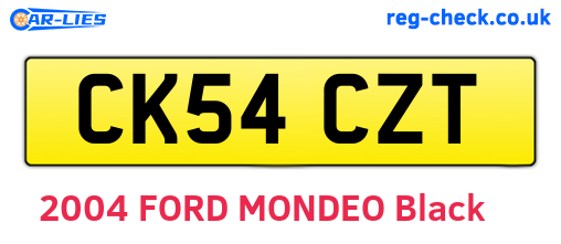 CK54CZT are the vehicle registration plates.