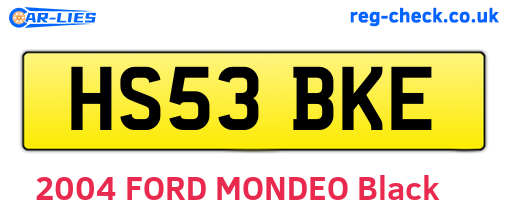 HS53BKE are the vehicle registration plates.