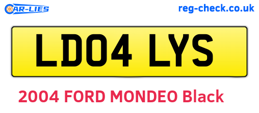 LD04LYS are the vehicle registration plates.